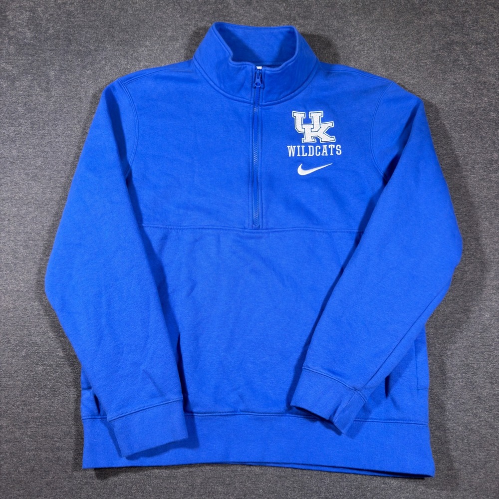 Nike Kentucky Wildcats Quarter Zip Pullover Mens L Blue NCAA Fleece Sweatshirt